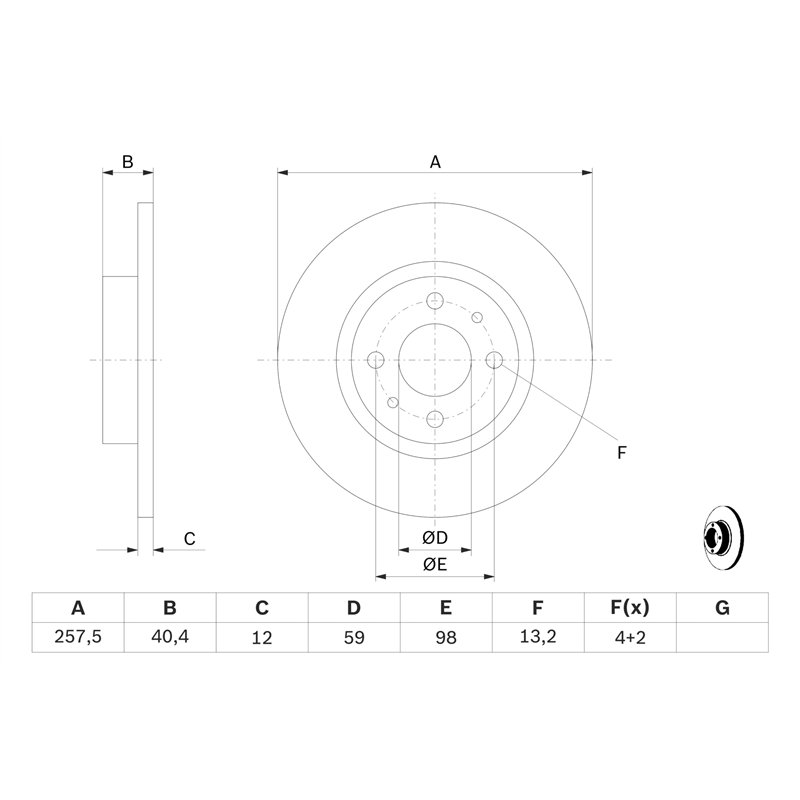 Image secondaire de Bosch BD283 Disques de frein - certification ECE-R90-1 jeu de 2 disques