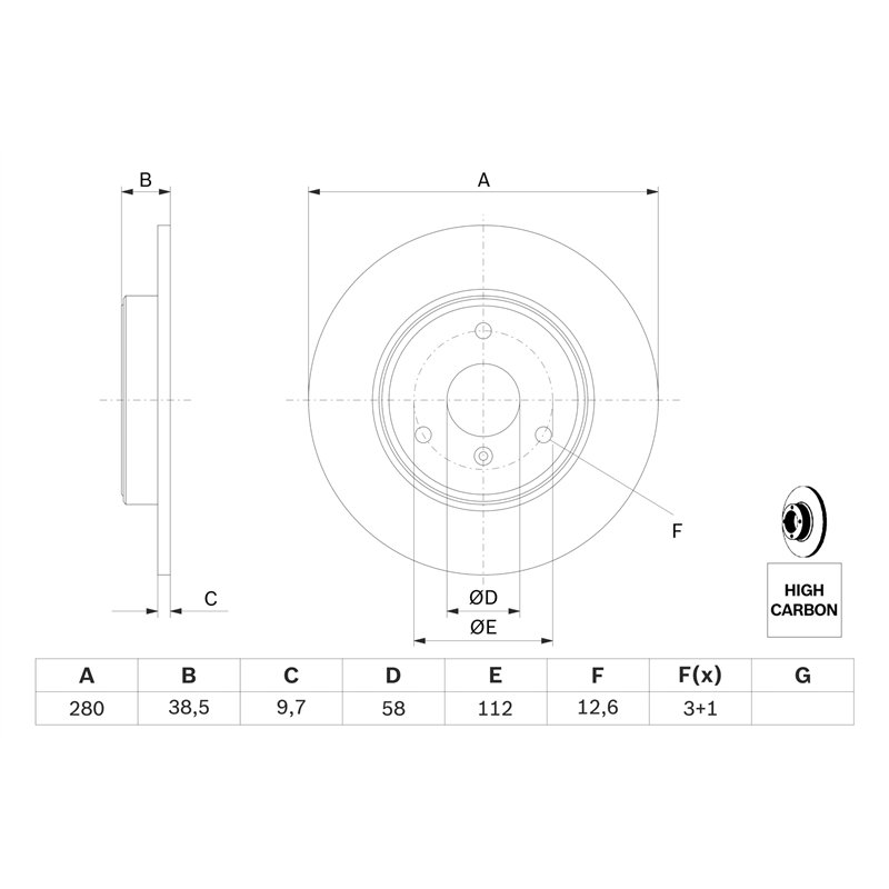 Image secondaire de Bosch BD1168 Disques de frein - certification ECE-R90-1 jeu de 2 disques