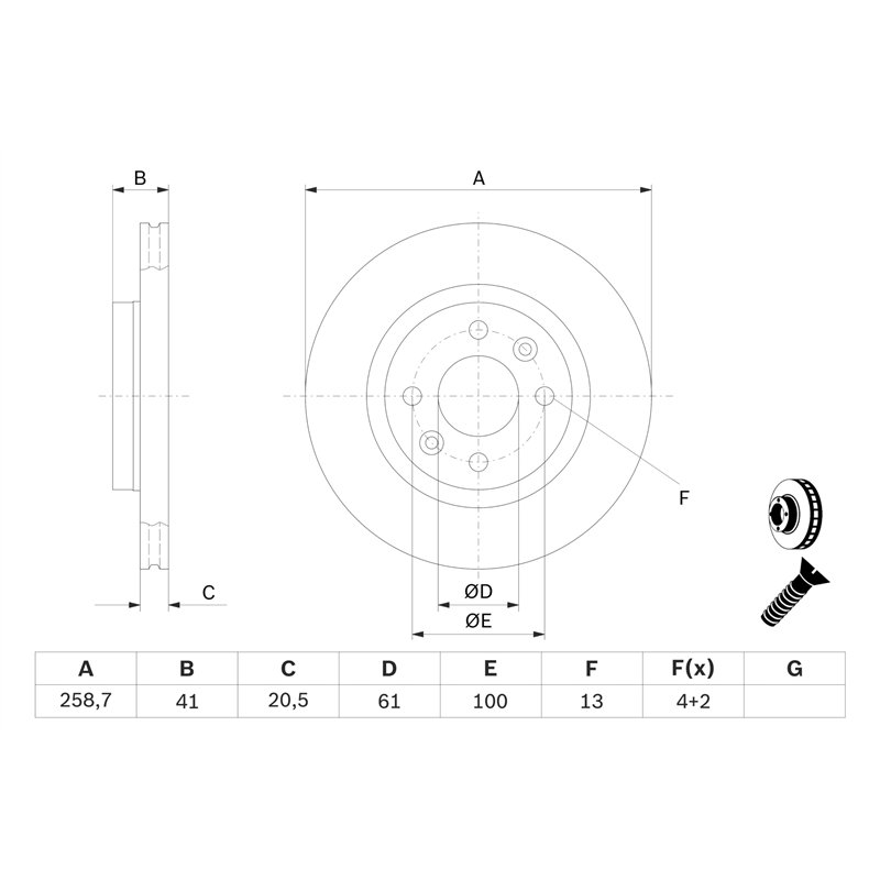 Image secondaire de Bosch BD109 Disques de frein - Essieu avant - certification ECE-R90 - 1 jeu de 2 disques