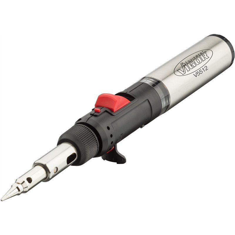 ViGOR Kit de fer à souder à gaz V5512 I 7 adaptateurs différents I combine fer à souder, chalumeau et décapeur thermique I 12 pi