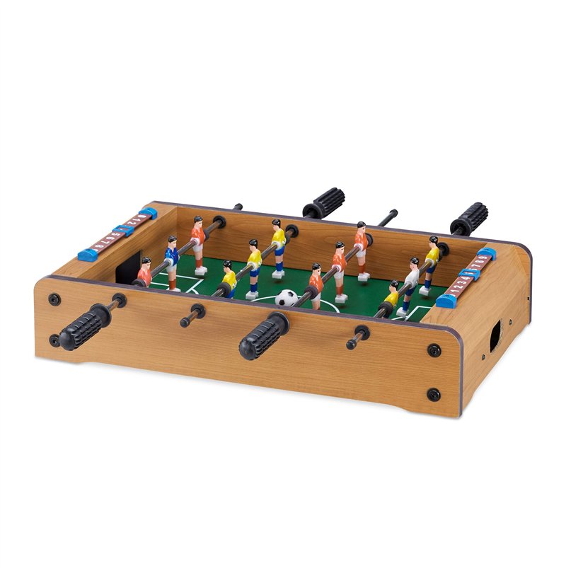 Relaxdays Jeu de football de table, enfants, adultes, EN BOIS Look, durable, Babyfoot, H x L x P : 11 x 51 x 50 cm, Green-brown