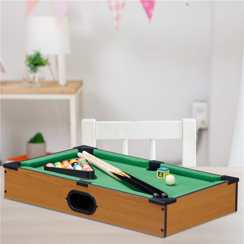Image secondaire de Relaxdays Mini table de billard mini billard jouet aspect bois 2 queues, boules, triangle craie, lxP: 51 x 31 cm, vert