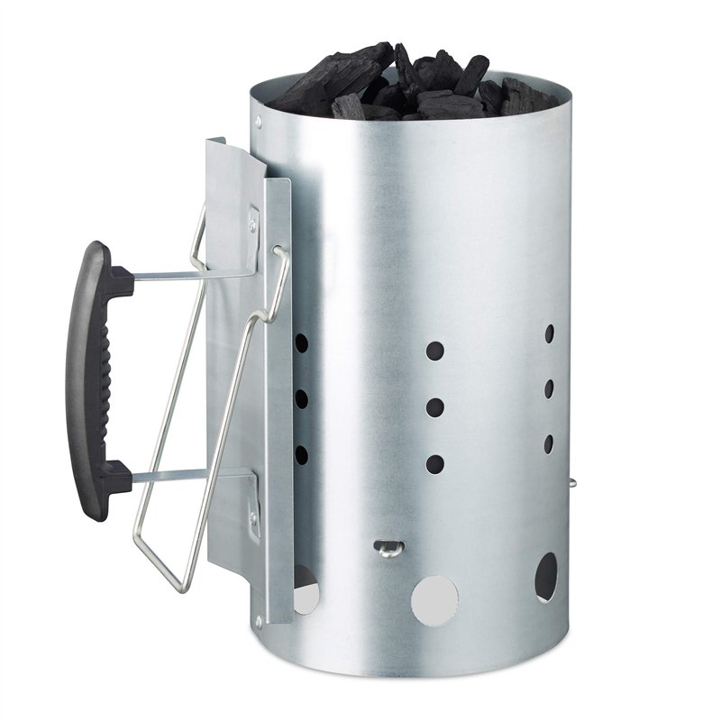 Relaxdays d’allumage Charbon en Acier Allume feu cheminée Barbecue HxD: 30 x 19 cm, Grill Starter, Argent, Silber