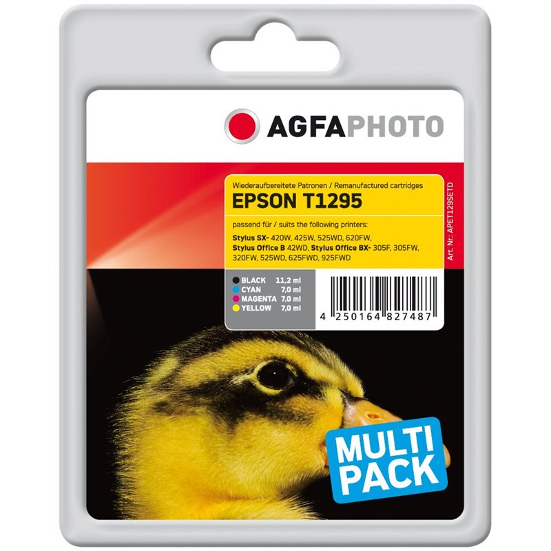 AgfaPhoto APET129SETD Cartouche d'encre Noir, Bleu, Rose, Jaune