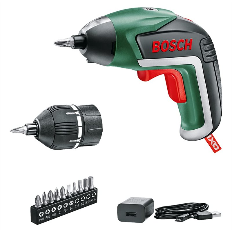Bosch Home and Garden Visseuse sans fil - IXO (5e génération, batterie 3,6 V intégrée, adaptateur de réglage de couple, 10 embouts)