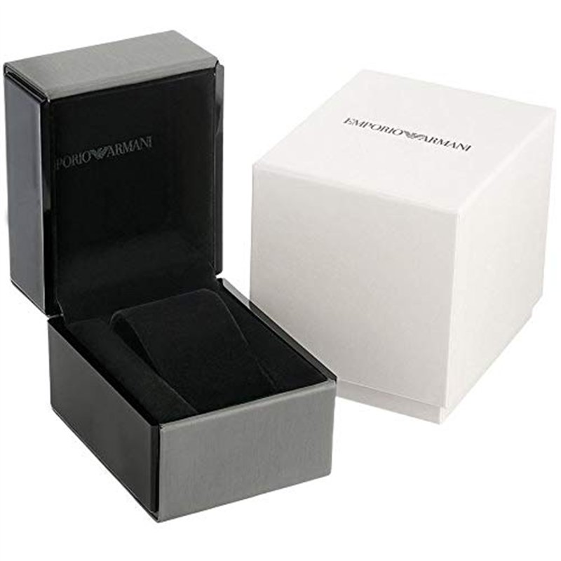 Image secondaire de Emporio Armani Montre pour homme, mouvement chronographe, boîtier en acier inoxydable argenté de 43 mm avec bracelet en cuir, AR