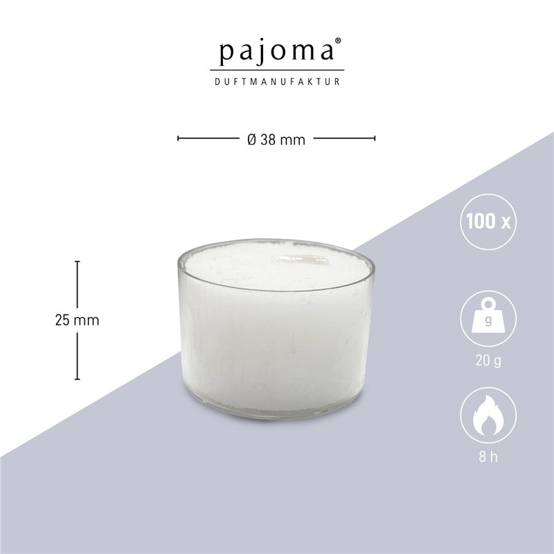 Image secondaire de Pajoma - Lot de 100 bougies chauffe-plat non parfumées blanches - Longue durée de combustion : 8 heures - Pour décoration de jar