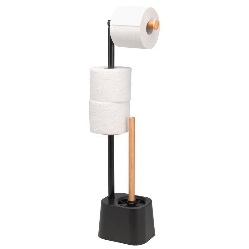 Set de Toilette bremermann 3 en 1 avec Porte-Rouleau, Brosse de Toilette et Porte-Rouleau de Rechange | Acier Inoxydable, avec 2