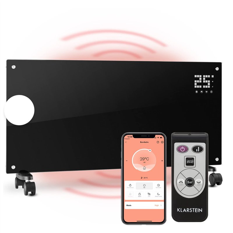 Klarstein Radiateur Electrique Silencieux Mobile, Chauffage Electrique Mural Intelligent 2000W à Faible Consommation d'Energie p