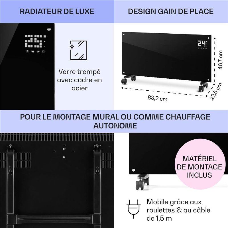 Image secondaire de Klarstein Radiateur Electrique Silencieux Mobile, Chauffage Electrique Mural Intelligent 2000W à Faible Consommation d'Energie p