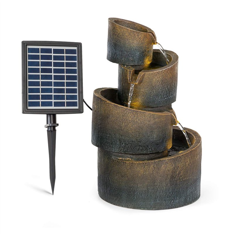 blumfeldt Mantua - Fontaine de Jardin d'eau Solaire, 2,8 Watts, Autonomie 5h, Panneau Solaire 17,5 x 14 cm, Extérieur-intérieur,