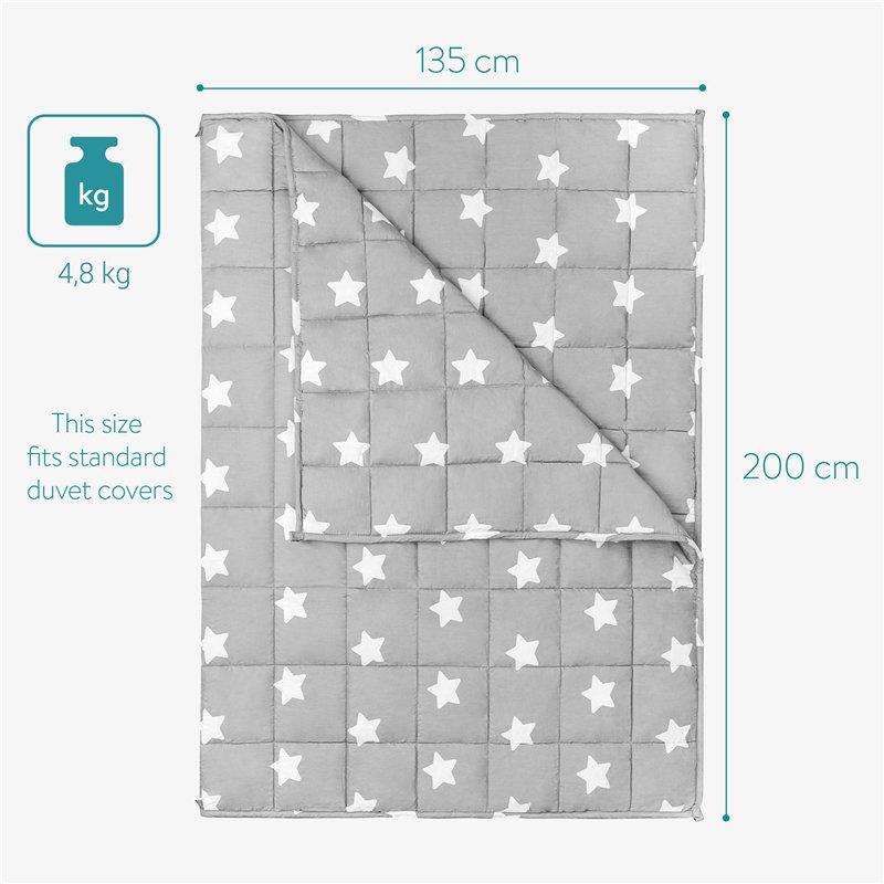 Image secondaire de Navaris Couverture Lestée - Couverture Pondérée Relaxante 135x200cm - Contre Insomnie Anxiété - Cocooning - 100% Coton - 4,8kg