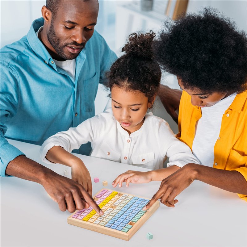 Image secondaire de Navaris Table d'addition - Tableau de calcul avec 100x cube de 10 couleurs en bois - Jeu apprentissage mathématique enfant plus