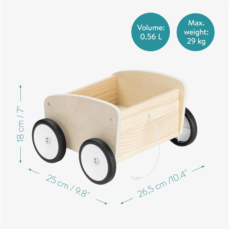 Image secondaire de Navaris Draisienne avec remorque - Vélo en Bois sans pédale pour Enfants de Plus de 18 Mois - Tricycle Charge Max 50 kg avec Pan