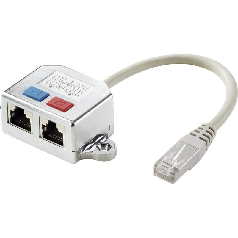 Renkforce RJ45 réseau Informatique Adaptateur en T Cat 6 [2X RJ45 Femelle - 1x RJ45 mâle] 15.00 cm métal