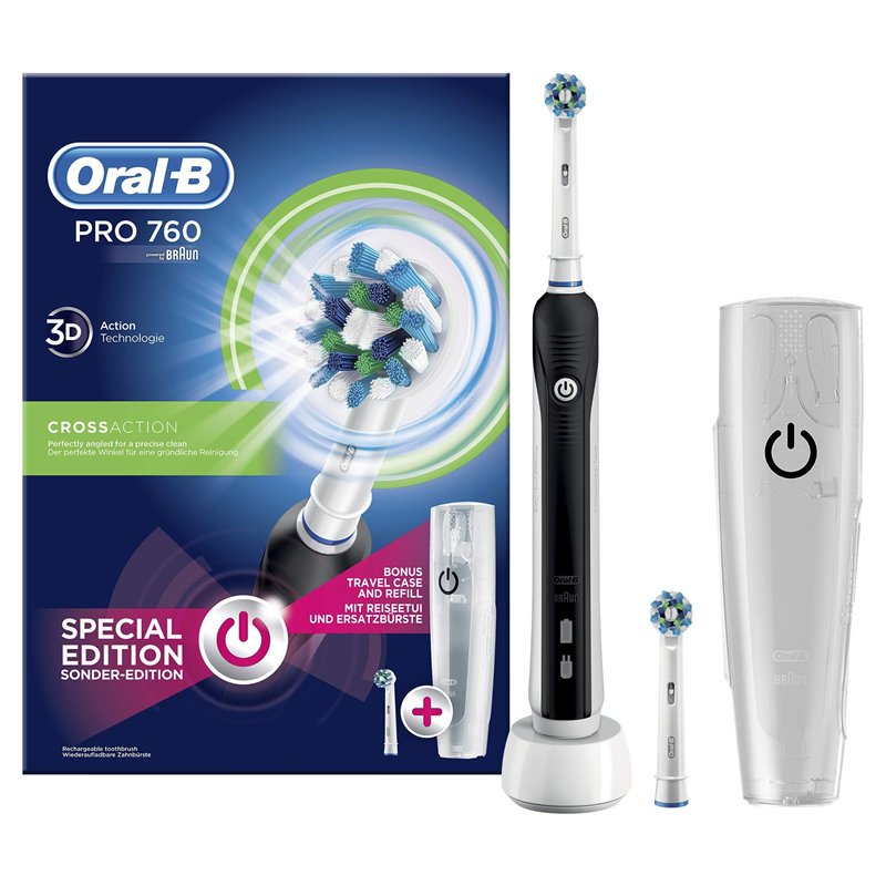 Oral-B PRO 760 Brosse à Dents Electrique avec Etui de Voyage Noir