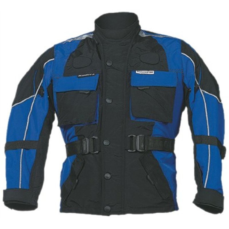 Roleff Racewear Blouson Moto pour Enfants, Noir/Bleu, M/140