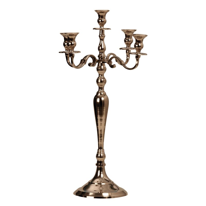 Bougeoir, chandelier à 5 branches en métal argenté, candélabre, 60 cm