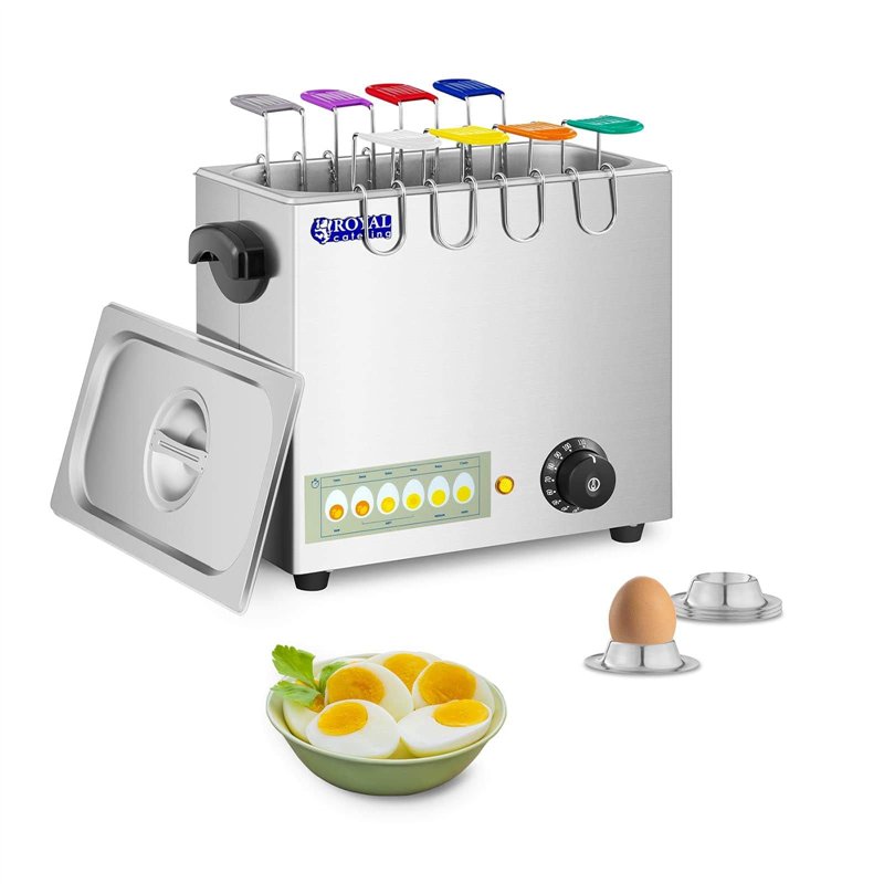 Royal Catering Cuiseur à oeufs cuit-œufs électrique coquetier professionnel RCEB-8T (2 600 watts, Jusqu’à 8 œufs, Acier inoxydable)