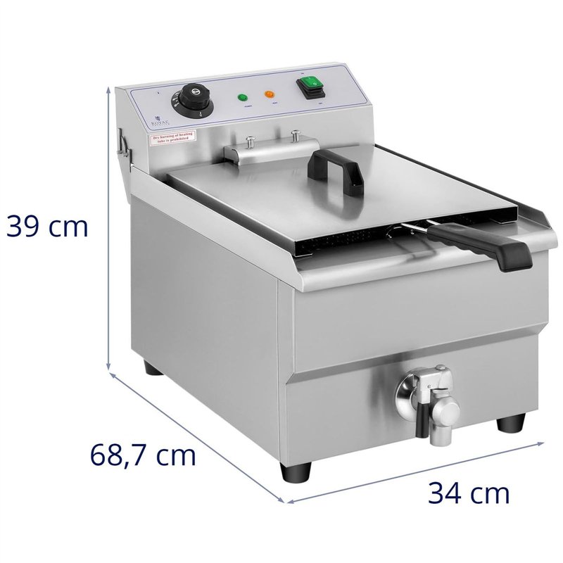 Image secondaire de Royal Catering Friteuse Électrique De Restaurant Simple Avec Robinet Professionnelle RCEF 16EB (3 500 W, 16 l, Température Max.