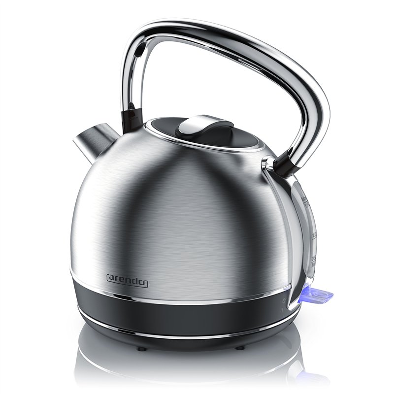 arendo - Bouilloire électrique en Acier Inoxydable - 1,7 Litre - 2200 W - Style Vintage rétro - Filtre anticalcaire Amovible Int