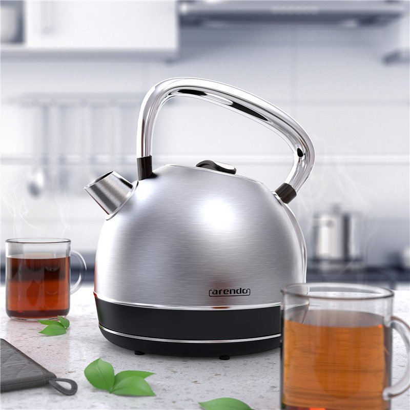 Image secondaire de arendo - Bouilloire électrique en Acier Inoxydable - 1,7 Litre - 2200 W - Style Vintage rétro - Filtre anticalcaire Amovible Int