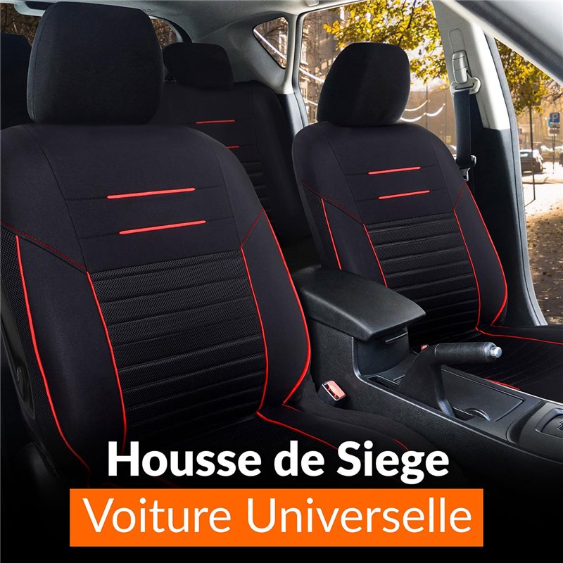 Image secondaire de upgrade4cars Housse de Siege Voiture Universelle Noir Rouge | Ensemble de Housses Siège Auto Universel | Couvre Sieges pour Avan