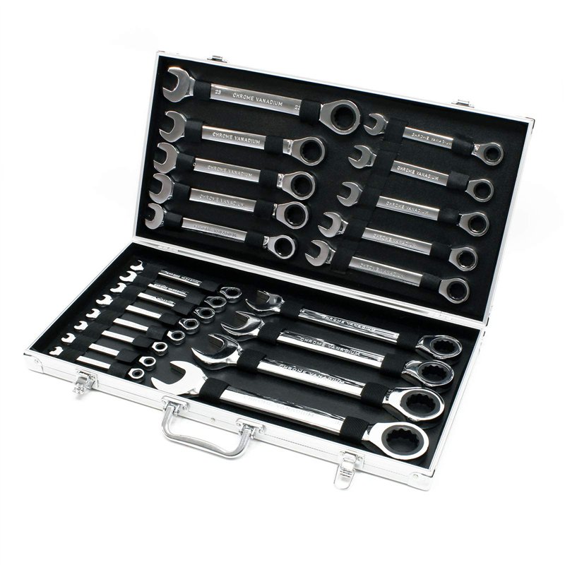 Image secondaire de Set Cles à cliquet 22 pièces 6-32 mm Clé de serrage Clè à fourche Clé plate Outil Coffret pratique
