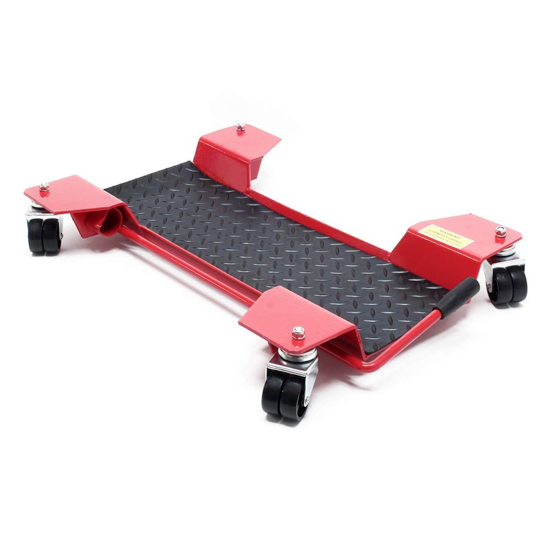 Wiltec Rane moto Chariot roulant Moto Déplacement Rail 60 x 42 x 7,5 cm Rouge Aide à manœuvre Stationnement Support Charge jusqu