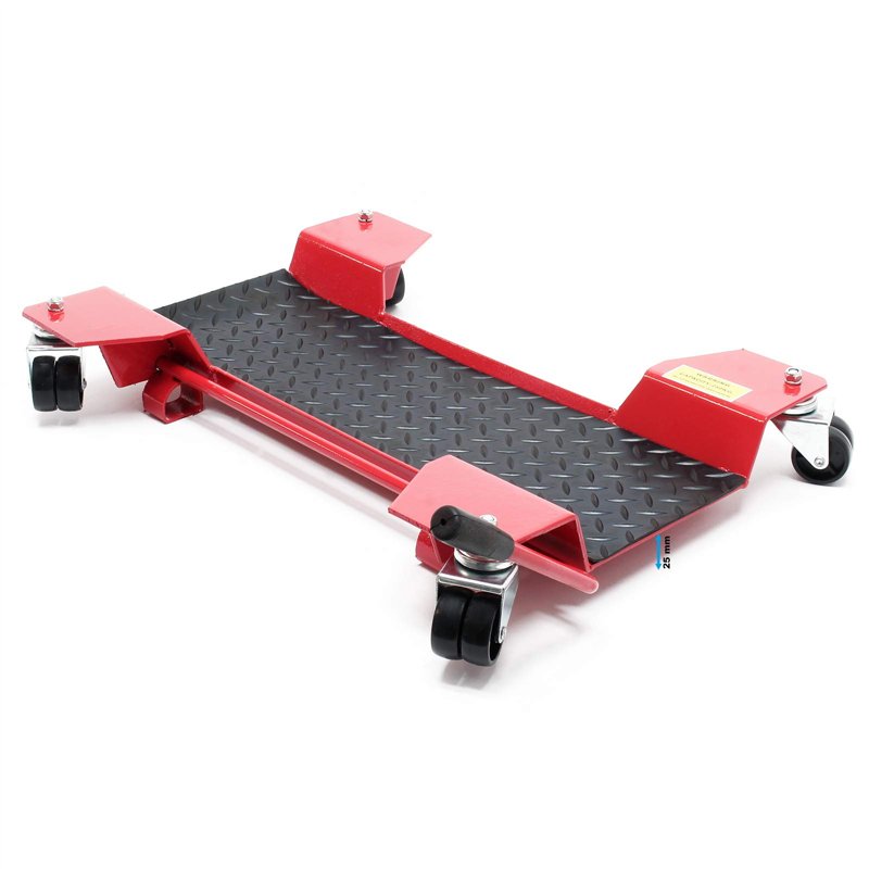 Image secondaire de Wiltec Rane moto Chariot roulant Moto Déplacement Rail 60 x 42 x 7,5 cm Rouge Aide à manœuvre Stationnement Support Charge jusqu