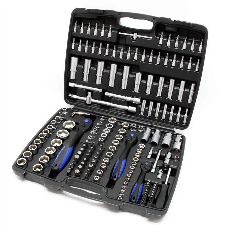 Image secondaire de Jeu de 172 Clé à douille Ensemble outils Cliquet réversible Douille Adaptateur Écrou 1/4