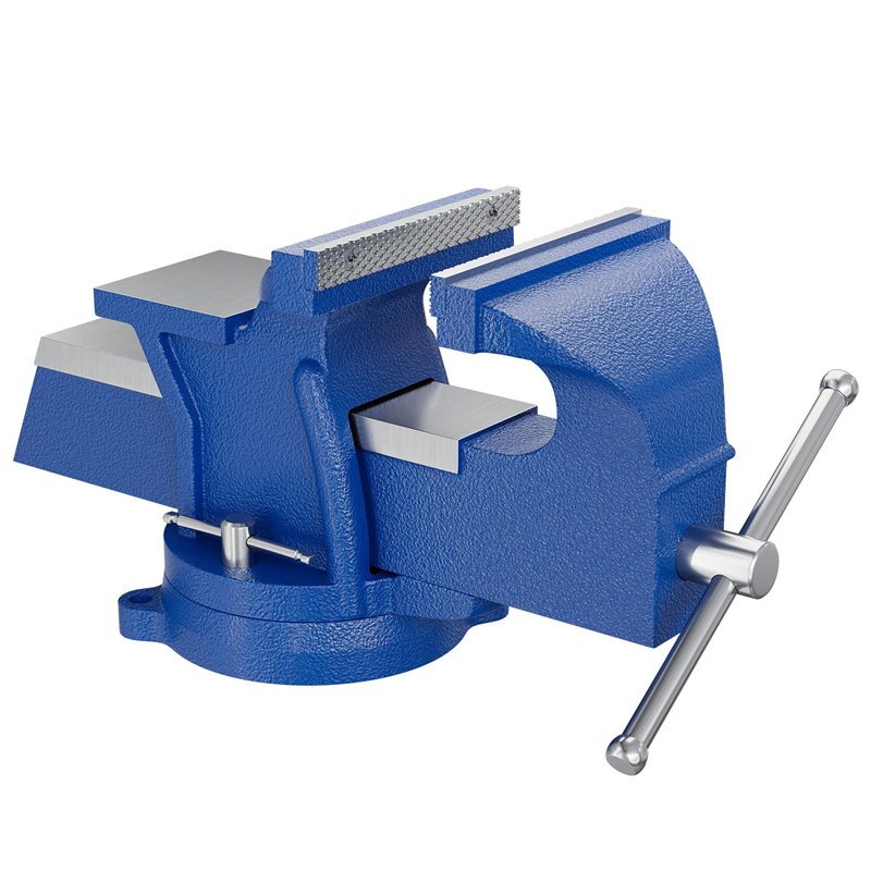 WilTec Étau d’atelier Heavy Duty 125 mm Mâchoire de serrage & Enclume pour Contrainte importante Établi, Argent, Gris, Bleu
