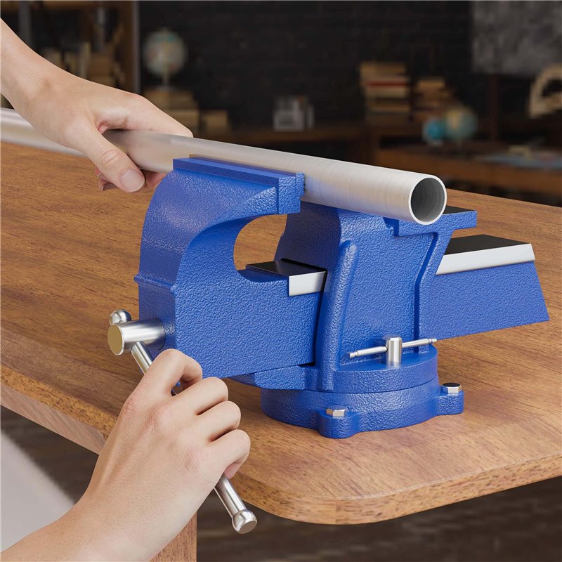 Image secondaire de WilTec Étau d’atelier Heavy Duty 125 mm Mâchoire de serrage & Enclume pour Contrainte importante Établi, Argent, Gris, Bleu