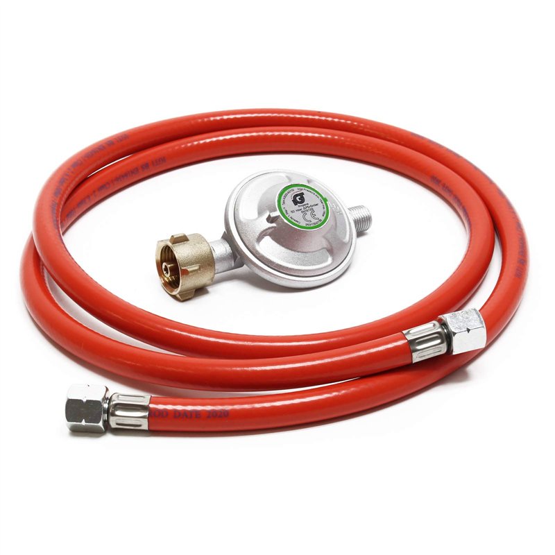 Wiltec Kit Raccordement de gaz – avec Tuyau 150 cm et Pressostat 50 mbar – pour Pression constante des Bouteilles allemandes 21,