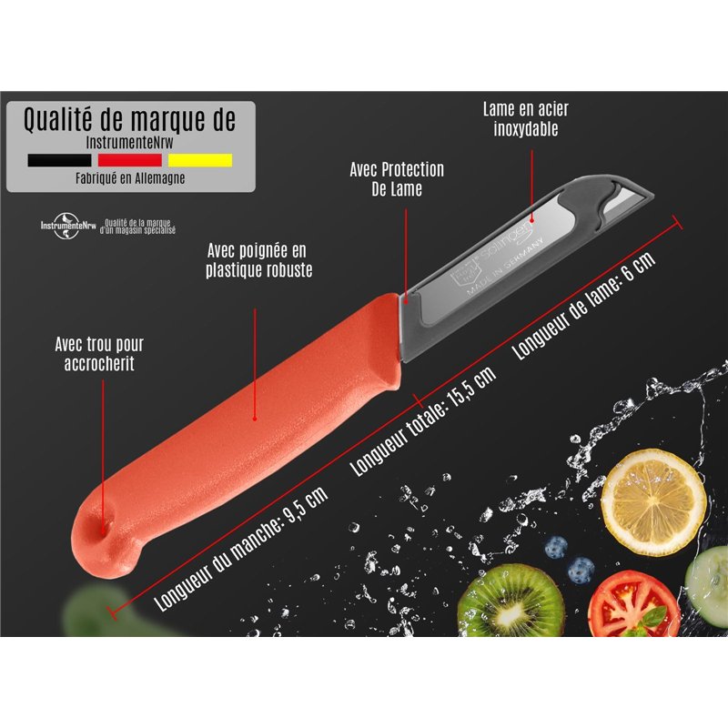Image secondaire de Couteau à légumes Set de couteaux à fruits de Solingen Couteau à éplucher 7 couteaux de cuisine à lame précise et tranchante en 
