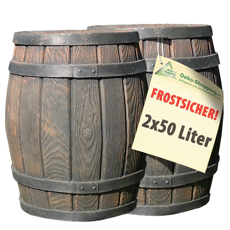 Baril DE CHÊNE Baril DE Pluie REGENFASS 2 * 50 litres comme COLLECTEUR DE Pluie Poubelle Coffre À Jouets BOÎTE Tout Usage BOÎTE
