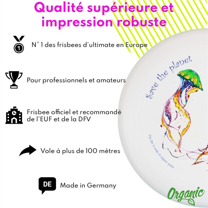 Image secondaire de eurodisc Ocean Profi Ultimate Frisbee Disque frisbee professionnel 175 g – Plus de 100 m de trajectoire stable – En matières premières renouvelables