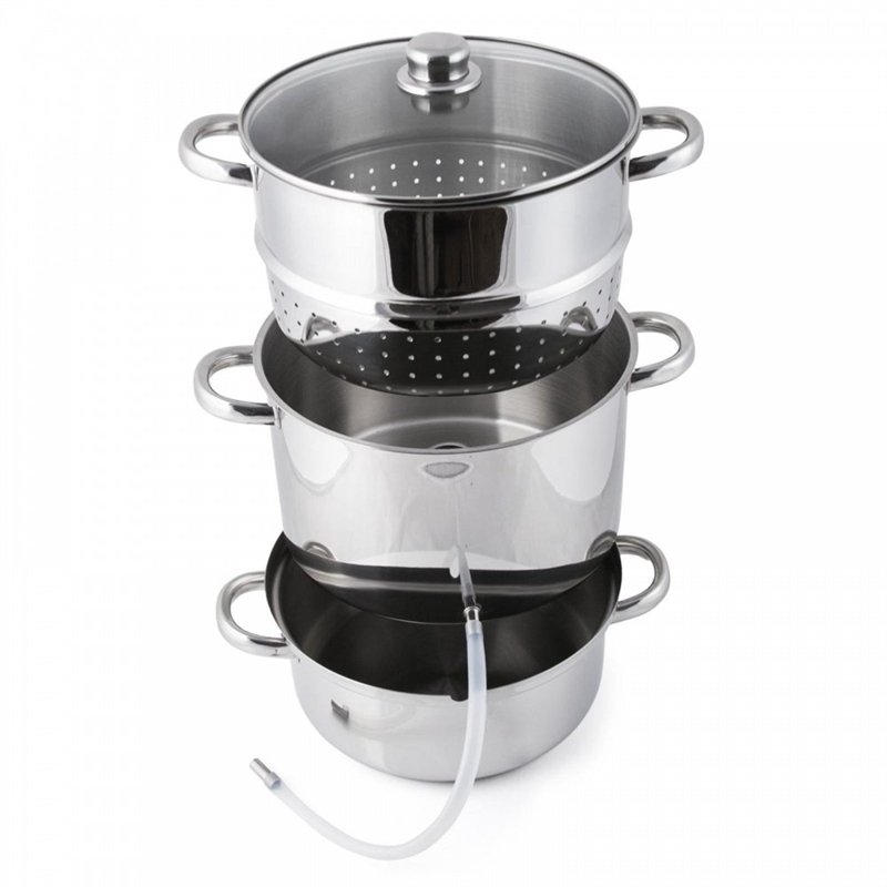 Image secondaire de Grafner Extracteur de jus de fruits et légumes en acier inoxydable - 8,5 l - Diamètre : 26 cm - Avec robinet de vidange et couve