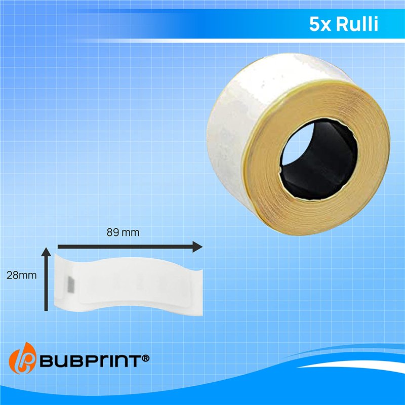 Image secondaire de Bubprint 5 Rouleaux Étiquettes Compatible pour Dymo 99010 S0722370 pour Labelwriter 310 320 330 Turbo 400 Twin Turbo Duo 450 Twi