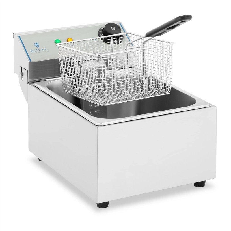 Royal Catering Friteuse Électrique De Restaurant Simple Professionnelle RCEF-10EY-ECO (3 200 W, Volume Total: 10 l/Huile: 5,3 l,