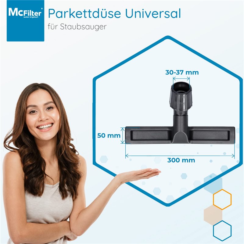 Image secondaire de Brosse universelle pour parquet de 30-37 mm, 30 cm de large, convient pour Miele, Bosch, Siemens, Kärcher, AEG, Electrolux, Boma