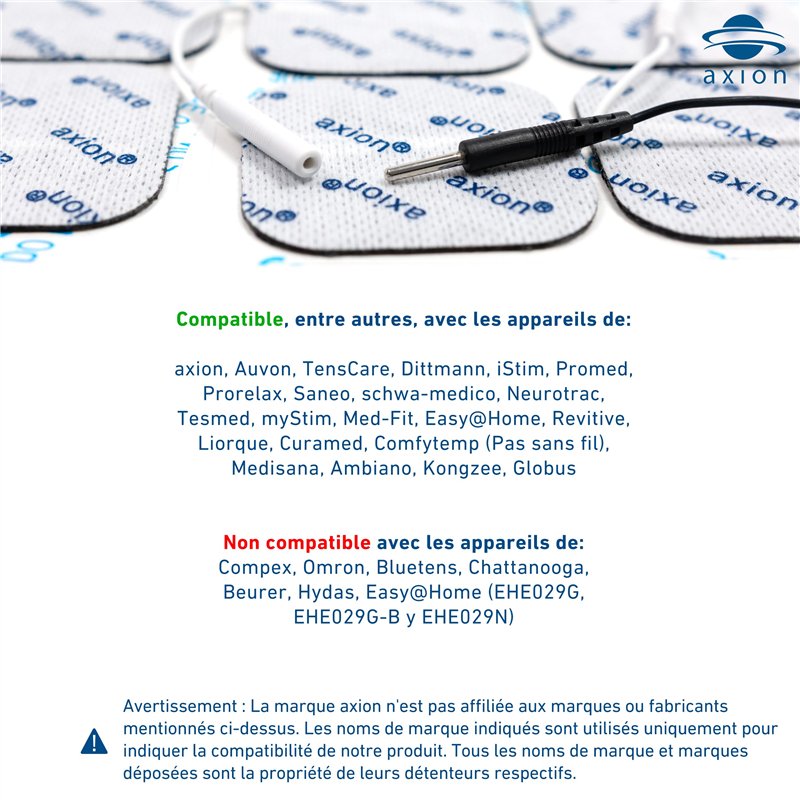 Image secondaire de 16 électrodes axion | Patchs de rechange de 10x5 cm pour électrostimulateur TENS et EMS | Réutilisables et auto-adhésifs avec co