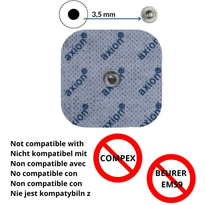 Image secondaire de Grande électrode axion | Compatible avec les appareils Beurer et Sanitas | Electrostimulateur TENS et EMS avec connexion par bou