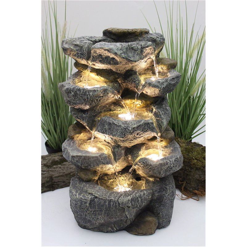 Fontaine d'intérieur avec éclairage LED Fontaine de Jardin, pour Balcon terrasse Salon Cascade