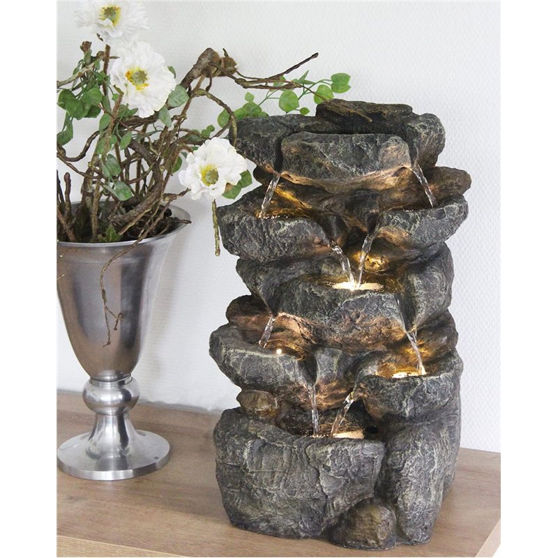 Image secondaire de Fontaine d'intérieur avec éclairage LED Fontaine de Jardin, pour Balcon terrasse Salon Cascade