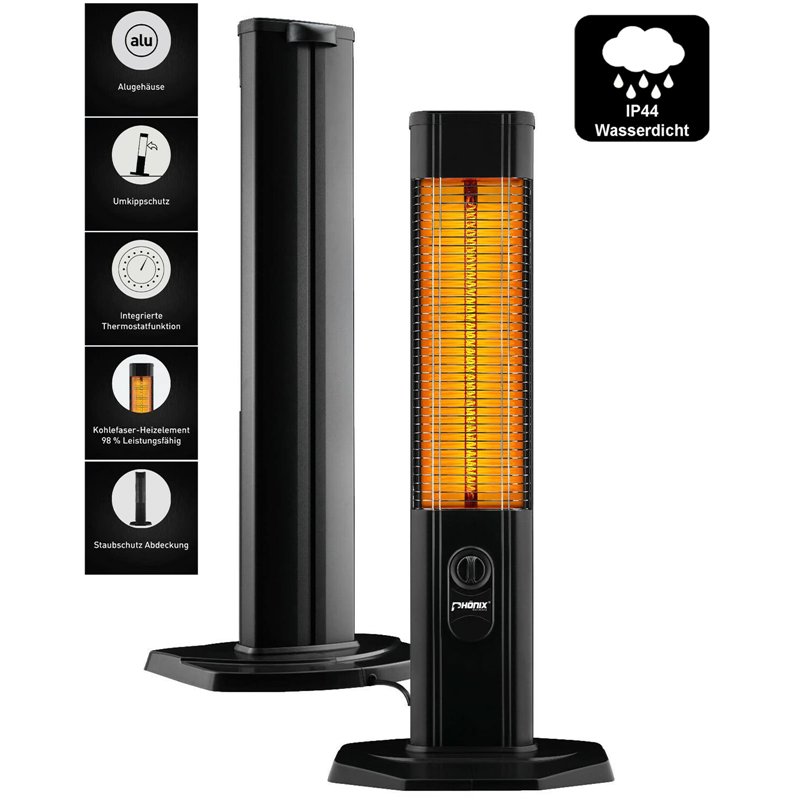 Phönix PCH2000T Radiateur Infrarouge sur Pied en Carbone