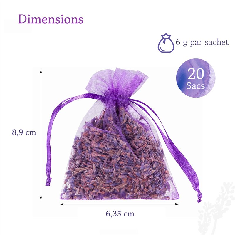 Image secondaire de LAVODIA Sachets Parfumés Lavande - 20 Sachets de 6 g pour Armoire, Linge et Placard - Désodorisant Lavande Séchée pour Maison et