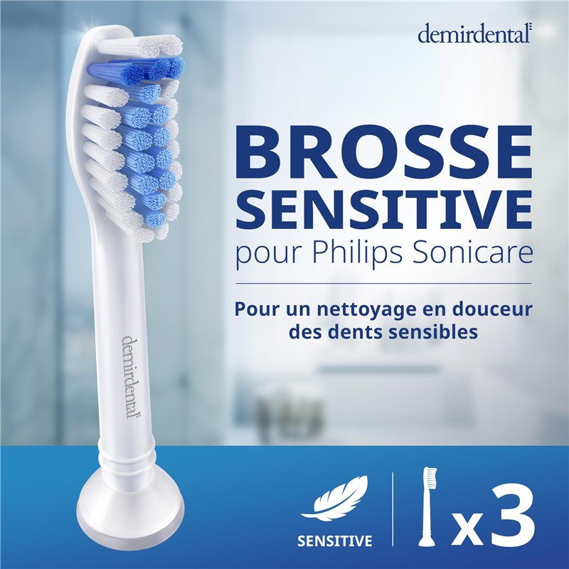 Image secondaire de Lot de 3 Têtes de brosse de rechange demirdental compatible pour Philips Sonicare Brosse à Dent Électrique, Brossettes Sensible,