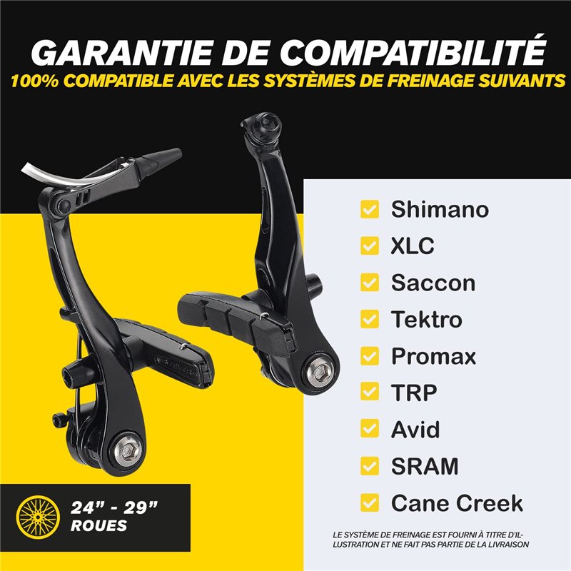Image secondaire de V-Brake Patin de Frein 2 Paire 70mm Symmetric I pour Shimano, Tektro, Avid, Sram, XLC etc I Haute Performance I Durable & Ajuste