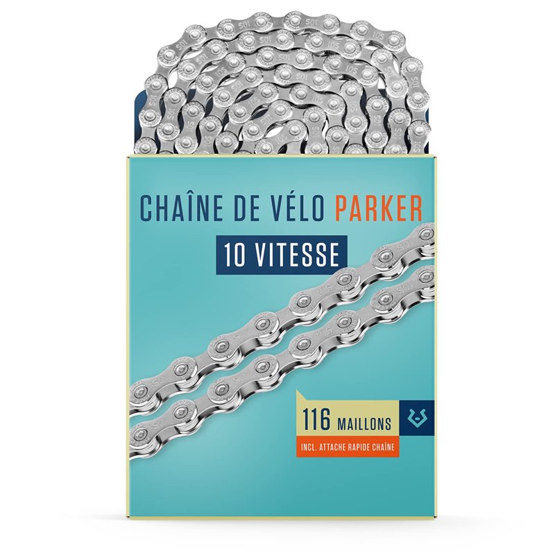 Alphatrail Chaîne de Vélo Parker 10 Vitesses 116 Maillons I Compatible avec Shimano, SRAM, KMC, Connex, Campagnolo I Incl. Attac